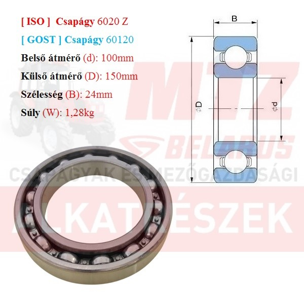 Csapágy 6020 Z GPZгпз-36